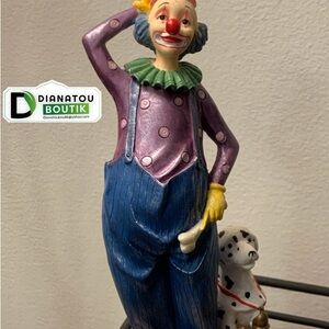 Clown Figurine With Dalmatian Dog Herco Gift Professional 7 1/4” Tall
